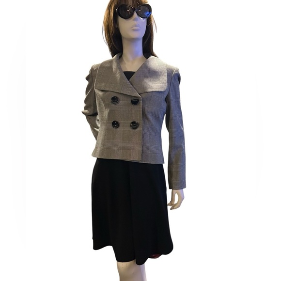 Liz Claiborne Houndstooth Size 8 Grey Check Jacket Blazer - Picture 4 of 5